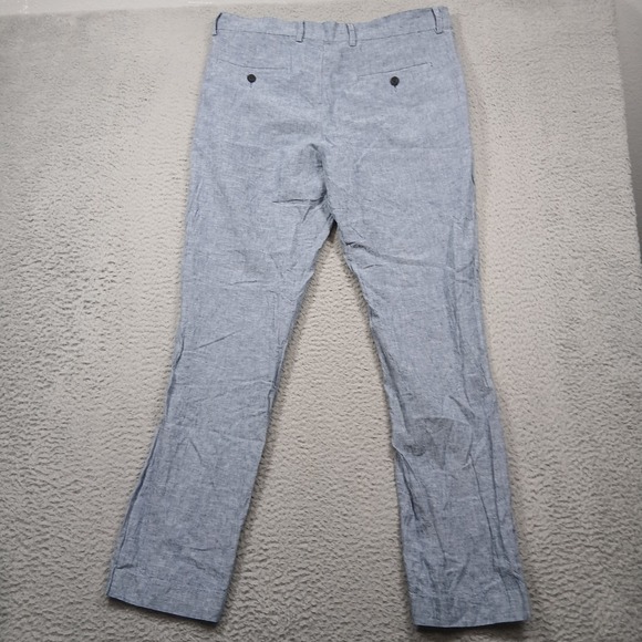 Linen Blend Dress Pants Mens 34x32 Light Blue Slim Casual - Picture 3 of 6
